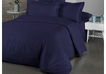 Постельное белье сатин страйп Cotton Shine - Lacivert (Turkey), евро